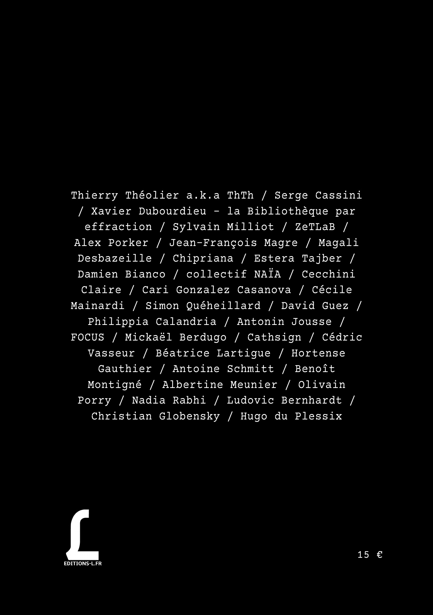 Couverture verso de LABIAL avec les auteurs du numéro 00